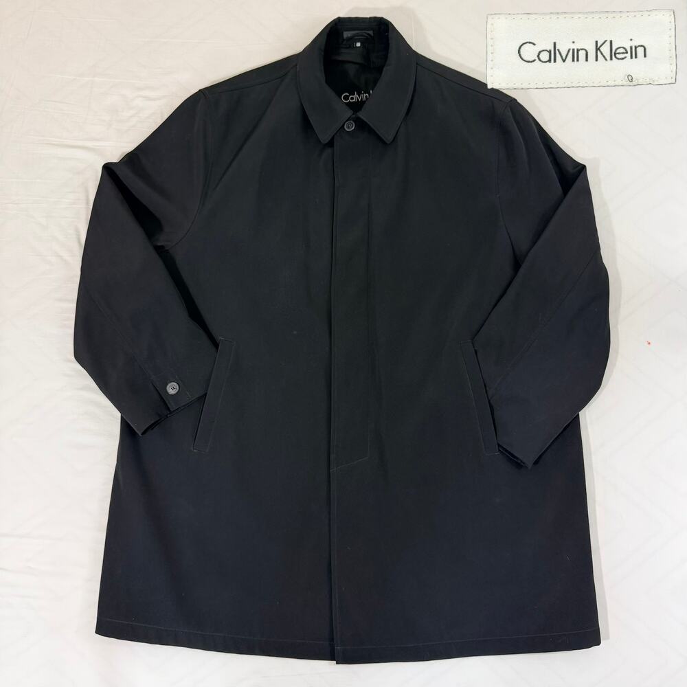 Calvin Klein All Weather Car Coat Trench Jacket 48R Black Zip Out Wool Liner⁠